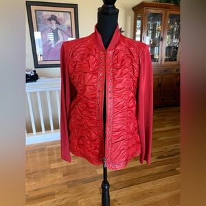 Peter Nygard Vintage Red Leather Jacket with Stud Accents